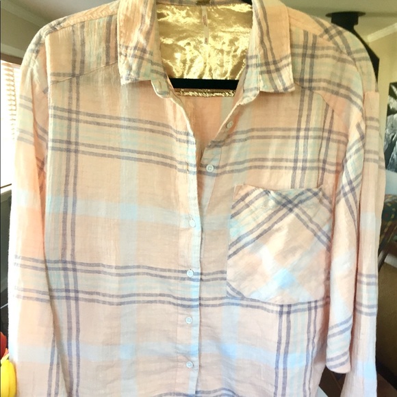 Free People Cotton Cropped Shirt Ivory Medium - Picture 3 of 7